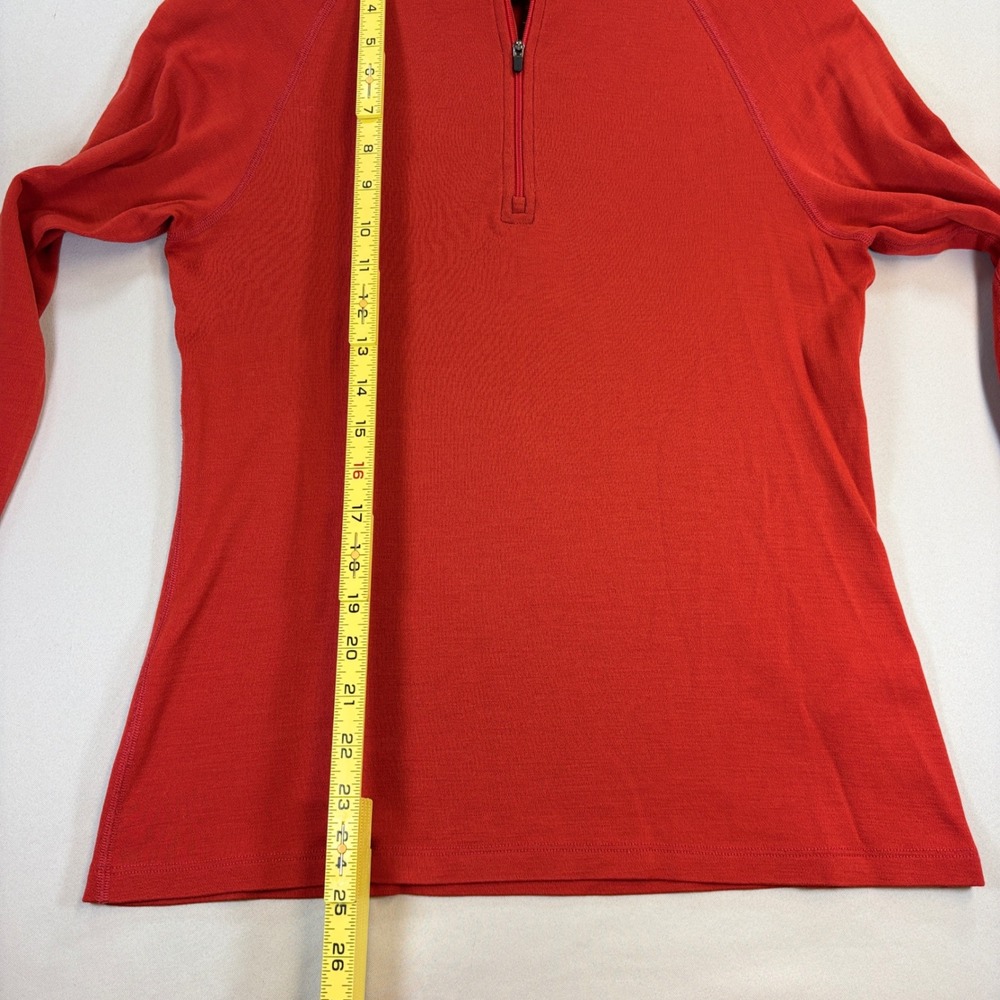 Ibex Womens Large 100% Merino Wool Quarter Zip Red Base Layer Hiking Pullover - Picture 6 of 11